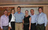 Seabourn welcomed agent partners to the Seabourn Sojourn late last year. Bryan Leibman, president of Frosch Travel, third from left, posed with members of the Seabourn sales and marketing team, from left: Darren Dolan, President and CEO Pamela Conover, Sheila Bielich, Doug Seagle and Jack Anderson.