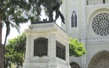 Guayaquil's Seminary Park takes its official name from the Guayaquil Cathedral seen in the background, but it is also known as Bolivar Park for its statue of Latin American liberator Simon Bolivar.