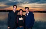Xavier Mufraggi, CEO Club Med North America; artist Romero Britto; and Henri Giscard D'Estaing, chairman and CEO Club Mediterranee, celebrate the opening of the BRITTO Art Center for children at Club Med Sandpiper Bay in Port St. Lucie, Fla.