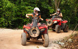 Jainchill, front, on the ATV tour at Selvatica.