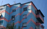 Many of Tirana's socialist-era buildings have been brightly painted, an initiative of Mayor Edi Rama.