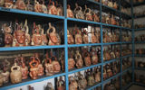 Hundreds of pre-Inca clay pots, shaped to represent human heads, fill shelves in Lima's Larco Museum.
