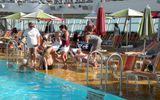 The beach pool on the Oasis of the Seas has a sloping sandy shore that leads into the saltwater pool.