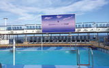 The pool on Quantum of the Seas has a jumbo TV screen mounted to the side, rather than on one end. It is shown here on a preview cruise from Southampton on Nov. 1.