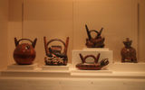 Choice pre-Inca clay pots on display in the Larco Museum.