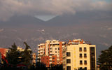 View of Tirana's cityscape, with the mountains that form a backdrop for the city.