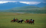 A traditional horse game in Kyrgyzstan's Suusamyr Mountains.