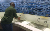 A hand washing station at the entrance to the Windjammer Marketplace is a step up in the push to keep norovirus and other illnesses at bay. It is a first for Royal Caribbean.