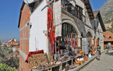 Souvenir sellers set up on the roadside in Kruja, Albania.