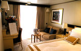 A standard balcony cabin on the Queen Elizabeth.