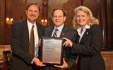 The National Trust for Historic Preservation named St. Louis one of its 2010 Dozen Distinctive Destinations. Pictured (L-R): Bill Hart, Missouri Preservation and the National Trust for Historic Preservation; Francis Slay, St. Louis mayor; Kathleen Ratcliffe, president, St. Louis Convention & Visitors Commission. Photo courtesy of Gentry W. Trotter