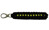 Whether used as bracelets, key chains, belts, or even dog collars, Rescue Bands are woven strands of lightweight parachute cord that can be quickly unraveled to serve a myriad of uses in an emergency. A typical men's bracelet, for example, can reach a length of 20 feet when unraveled and can support up to 550 pounds. Each of the band's seven inner strands of cord can hold up to 50 pounds, and can be tied together to extend the cord.