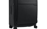 Even filled to capacity, the Briggs & Riley 24-inch Upright Spinner has four swiveling wheels that make all the difference in negotiating airports, train stations and hotel lobbies. This capacious product from Briggs & Riley's Baseline line offers leather handles and touch points, a fabric bottom handle for easy lifting, a wear- and water-resistant exterior, a three-stop outside handle for wrinkle-free packing and a large front storage pocket.
