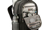 This well-thought-out backpack can accommodate up to a 17-inch laptop while providing a fleece-lined pocket for stowing a hand-held device or a pair of eyeglasses. A ''quick-pass'' system that allows for passage through TSA checkpoints without the need to unpack your laptop helps make air travel just a bit easier. Other features on the Javelin Daypack include a mesh-back panel, zippered beverage/utility pockets, padded tablet pocket and front zippered pocket for passport and ticket.