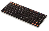Just the thing for the business traveler, this Rapoo Bluetooth-enabled keyboard, Model No. E6300, is only .22 inches thick while still sporting 80 full-size alpha-numeric keys as well as 156 iPad hot keys, such as homepage, search, picture frame mode, play/pause, mute, lock/unlock, copy and paste. No longer will users have to struggle with tablet touch-screen typing. The keyboard's built-in lithium battery lasts up to one month on one charge. Other vitals: The keyboard measures 8.1 by 0.5 by 3.2 inches and weighs 8.8 pounces.