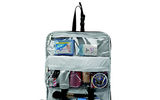 Magellan's has an unfolding toiletries holder that makes perfect sense for the man and/or woman on the go in that it can lie flat amid packed clothing in luggage or be zippered shut as a kit. Constructed with a tough, water-resistant coating, the kit has a double-zipper pull that provides easy accessibility from either side to three interior pockets and six elastic loops that keep toiletries handy, visible and organized. In addition, there is a front-zippered pocket for extra storage.