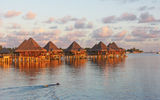The overwater bungalows at the Hotel Kia Ora Resort and Spa.