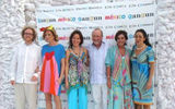 Designers Ricardo Covalin, Agatha Ruiz de la Prada, Erika Flores and Cristina Pineda with Director of the Cancun CVB, Jesus Almaguer, and founder/owner of Grupo Ultrafemme, Elena Villarreal, at La Amada Hotel, in Playa Mujeres, Cancun, for the launch of the Cancun CVBs "Cancun & the Treasures of the Caribbean" campaign.