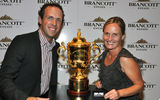 Anderson Vacations' CEO Corey Marshall and Director of Product Karen McCardle were photographed in New Zealand with the Webb Ellis Trophy, more commonly referred to as "the Rugby World Cup."