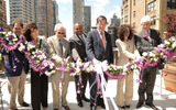 (L-R): Evan Stein, president of MD Carlisle Construction & JD Carlisle; Niki Leondakis, COO, Kimpton Hotels; Jules Demchick, chairman, JD Carlisle; Thomas Mathes, Eventi GM; Robert Lieber, NYC Dep. Mayor; Bebe Neuwirth, Actress; and Michael Depatie, CEO and president, Kimpton Hotels.