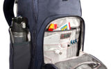 The ECBC Hercules K7102 backpack offers a protective compartment for most laptops in addition to a fleece-lined pocket for a smartphone and a padded tablet pocket. ECBC's own "Fastpass" system makes for speedy security checks as well as easy access to your laptop. The Hercules, which weighs 2.7 pounds and measures l8.4 by 12.13 by 7.1 inches, has an air-mesh back panel, dual zippered beverage/utility pockets, front zippered document pocket, heavy-duty zippers, a water-repellent exterior and an adjustable sternum strap.