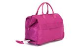 Lipault's two-wheeled carry-on features two comfortable handles, so it can be hand-carried like an oversize purse. Lightweight and durable, the bag sports its own luggage tag, a mono-tube retractable handle and a slip-over strap for doubling up on a larger piece of luggage. Water-resistant and fully lined, the duffel measures 10 by 10 by 20 inches, and the depth of its main zipped pocket is 10 inches. It also offers a zipped accessory exterior pocket. This bag comes in several eye-catching colors, among them chocolate, fuchsia, purple and aqua.