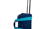 Crumpler's Medium Spring Peeper is 12.6 by 9 by 21.6 inches and comes in brown, black or blue. Utility is the calling card of this two-wheeled, water-resistant satchel, what with multiple storage areas that include a 40-liter zippered main compartment, a bifurcated zippered mesh pocket, a "wet pocket" to separate damp items from your other apparel and dual-strap compression to keep your folded things in place. Linking carry handles, a detachable strap with shoulder pad and a three-position, twin-tube handle complete the picture.