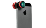 Designed for the iPhone, the Olloclip 4-in-1 Lens system enables you to easily add fisheye, wide-angle, 10X macro and 15X macro lenses to your device's optics. A separately priced telephoto lens and circular polarizing lens are also available. Taken together, the lenses can easily fit into a pocket or purse. Also available is a Quick-Flip case for the iPhone 5/5s and 4/4s that features a corner that rotates so a lens can be attached while at once serving as a handy shutter release. Included with the case is a removable tripod mount.