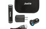 The Justin Power Stick Travel Pack-Up kit has everything you need when you are on the go: a 2,200 mAh power stick, a car adapter, wall charger and micro USB cable. The power stick itself, small and slim enough to fit in a shirt pocket, has a universal USB output port, micro USB input port and can recharge a smartphone from completely drained to fully charged. A zip pouch that holds all the components is included.