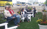 Boston's Seaport Hotel set up a temporary mini-park in two parking spots along Seaport Boulevard as part of national PARK(ing) Day.