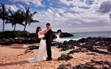 Don and Rachel Bryant after their Makena Cove Beach ceremony. (photo courtesy of Hawaiian Island Weddings)