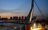 View of Rotterdam's Erasmus Bridge from the Eurodam on the eve of its inaugural. (photo by Johanna Jainchill)