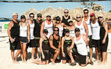 Celebrity teammates play a friendly game of volleyball at the Iberostar Jamaica Sports Invitational, hosted by Robert F. Kennedy, Jr. (first on left).