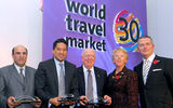 The 2009 World Tourism Awards were presented to Nuri Shadi, Cyrene, Libya; Bruce Poon Tip, Gap Adventures; and Bruce Beckham, Tourism Cares. They are joined by Wendy Hartley and Glenn Carroll.