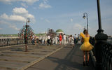 A small footbridge in Moscow where couples getting married come to attach symbolic padlocks