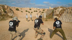 Israeli operator LionOps is hoping adventurous vacationers will sign up for military-style training in one of the world's tensest regions. Pictured here, participants practice on the shooting range at LionOps' West Bank training facility