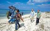 Calderon and Greenberg with the "Royal Tour" crew in Cozumel. Photo by Robert Landau