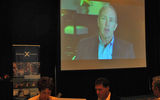 Dan Hanrahan, CEO of Celebrity Cruises, addressed the audience from a suite on the Celebrity Silhouette during a live presentation to introduce agents to the ship