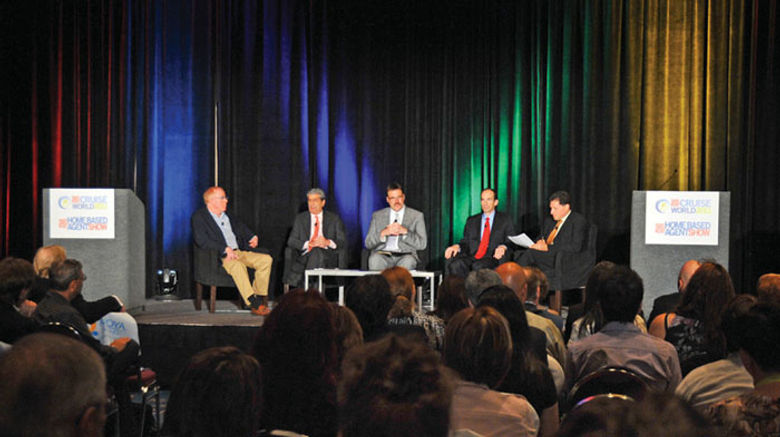 Travel Weekly's CruiseWorld 2011 and Home Based Agent Show drew upwards of 1,500 attendees to the Fort Lauderdale Convention Center. Pictured here, the President's Panel at CruiseWorld 2011, from left: Kevin Sheehan of Norwegian Cruise Line, Rick Sasso of MSC Cruises USA, Richard Meadows of Seabourn, Adam Goldstein of Royal Caribbean International and Travel Weekly Editor in Chief Arnie Weissmann. Photos by Joseph Cancellare