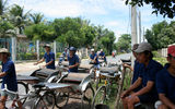Rickshaws line up for Ama passengers in Tan Chau, Vietnam