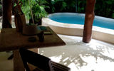 The resort's jungle villas offer some of the most private accommodations of any resort nearby. They are hidden from each other by natural greenery as well as bamboo fences. Pictured here is a plunge pool at one of the villas