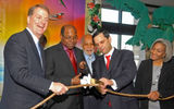 Doug Parker, US Airways CEO; Jamaica's Min. of Tourism Edmund Bartlett; JAMVAC rep Lionel Reid; Mayor of Phoenix, Phil Gordon; and JTB rep Dian Holland, at the launch of Phoenix-MoBay service.