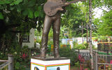 At the height of his career, Bob Marley built a recording studio in Kingston, Jamaica, painted it rastafararian red, and it now houses the Bob Marley Musuem. Marley's statue is the focal piece of the structure.