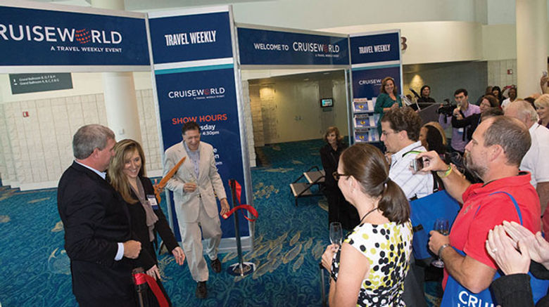 Travel Weekly's annual CruiseWorld event for travel sellers included keynotes and Q&As from the top executives of the three biggest cruise companies, panel discussions, networking, educational sessions, a trade show and ship inspections in Fort Lauderdale and Miami. Pictured here, the ribbon-cutting on CruiseWorld's opening day. Photos by Ed Mcdonald/Ed Mcdonald Photography