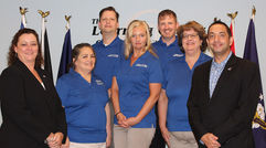 CruiseOne awarded free travel franchises to five U.S. military veterans who won its third annual “Operation Vetrepreneur: Become Your Own General” contest. Nearly 150 veterans submitted applications for this year’s contest. Front row, from left: Debbie Fiorino of CruiseOne; Air Force veteran Ingrid Markham; Army and National Guard veteran Tammy Duffield; Navy veteran Marci Dewitt; and Tim Courtney, CruiseOne. Back, from left: Navy veteran Craig Markham and Marine Corps vet Conrad Carpenter