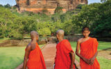 Some 70% of the population practice Buddhism and ancient temples and young monks are a common sight