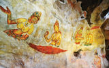 These original frescoes of seductive maidens are what remains of Sirigiya's murals which some believe once covered the entire western wall