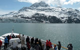 Passengers on Cruise West's Spirit of Endeavour look at the Lamplugh Glacier, in the Johns Hopkins Inlet of Glacier Bay National Park.