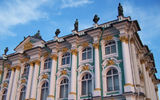 The bay windows of the Winter Palace, considered the finest example of Russian baroque architecture.