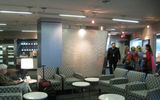 Walter Vergara, marketing director for airport terminal management, welcomes visitors in the "non-alliance" VIP lounge.